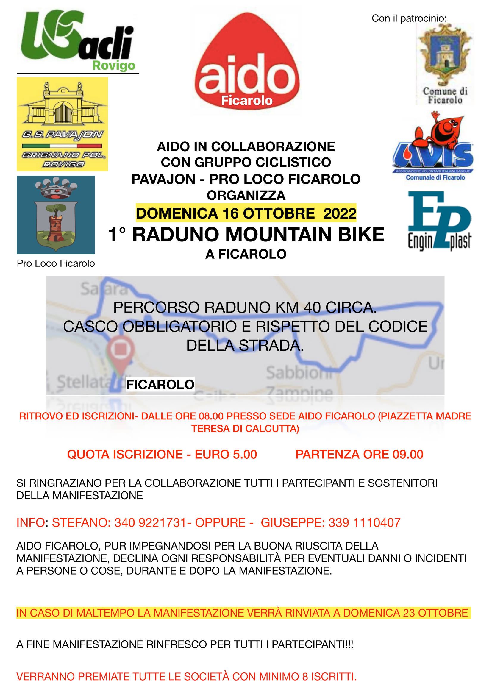 1° Raduno mountain bike a Ficarolo (RO) domenica 16 ottobre 2022