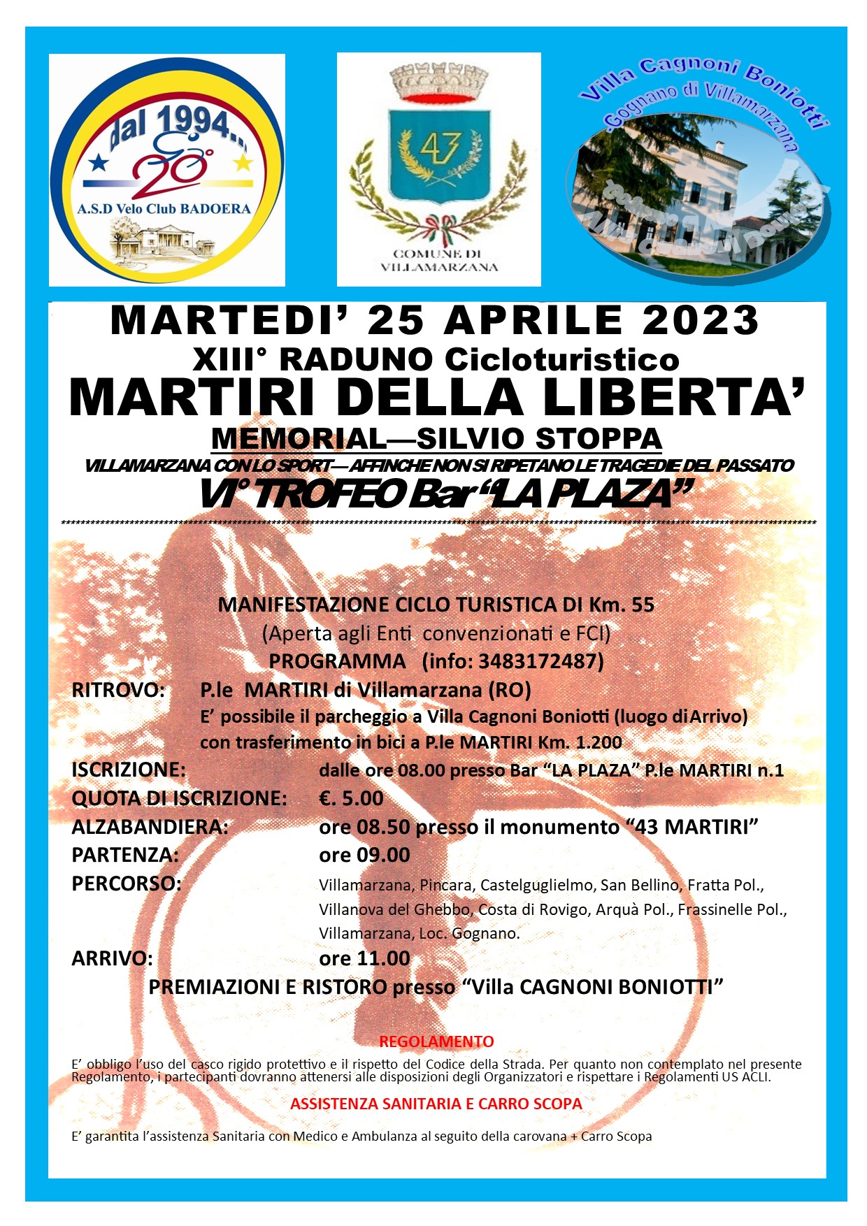 Villamarzana 13° cicloraduno Martiri della Libertà martedì 25 aprile 2023